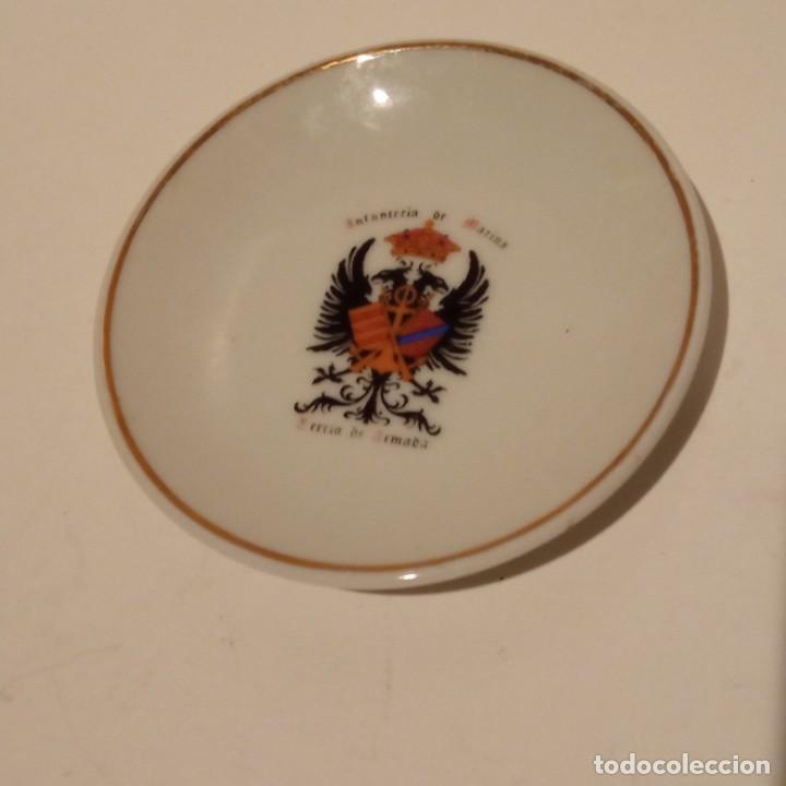 Military Antiques: Infanteria de marina escudo sobre plato porcelana