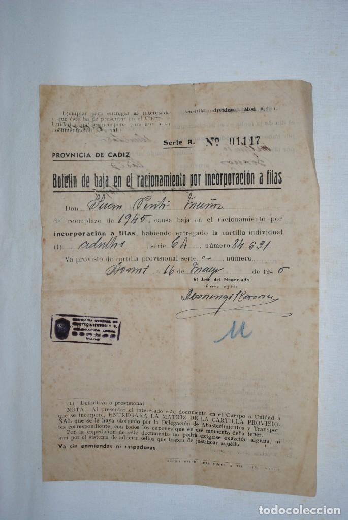 Militaria: BAJA EN EL RACIONAMIENTO DE INCORPORACION A FILA . 1946