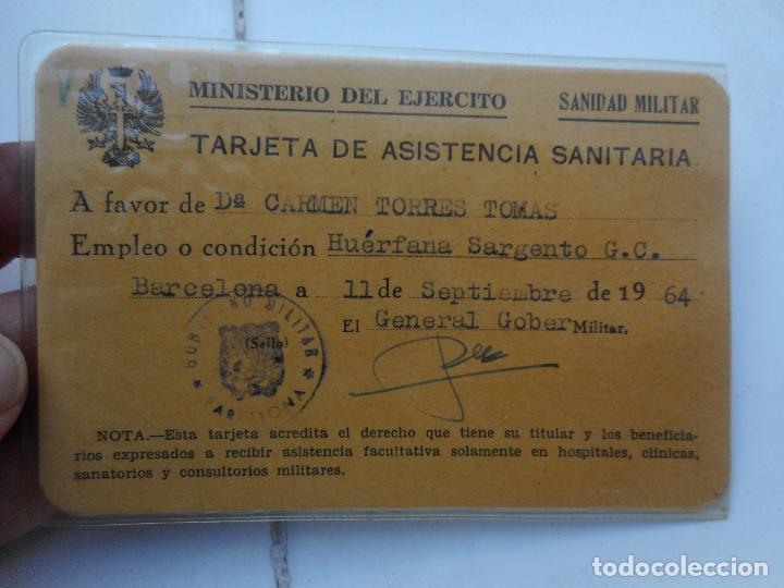 Militaria: SANIDAD MILITAR.TARJETA ASISTENCIA SANITARIA.BARCELONA 1964