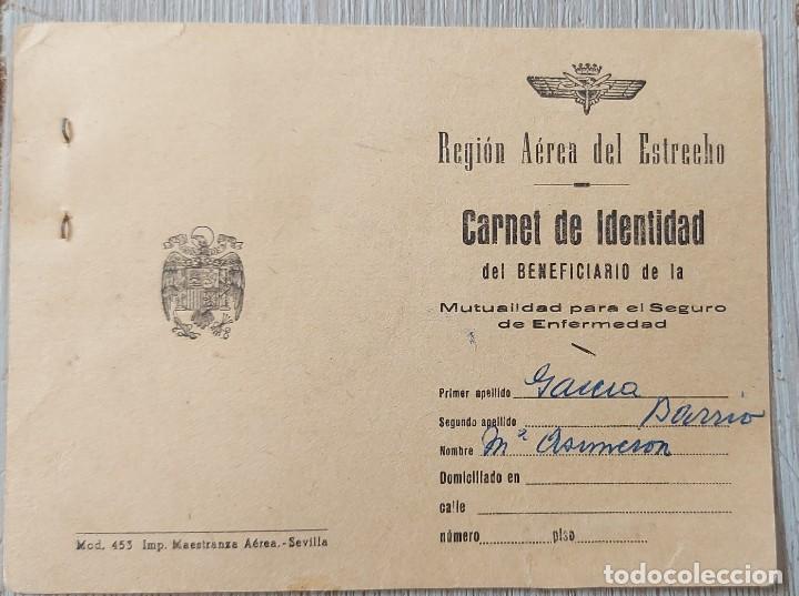 Militaria: ANTIGUO CARNET DE IDENTIDAD DE LA REGI&Oacute;N A&Eacute;REA DEL ESTRECHO - MUTUALIDAD - &Eacute;POCA DE FRANCO - 1965 -