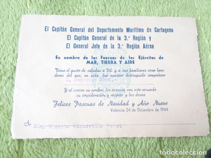 Militaria: BONITA FELICITACION DE NAVIDAD DEL CAPITAN GENERAL DE CARTAGENA DEL A&Ntilde;O 1944