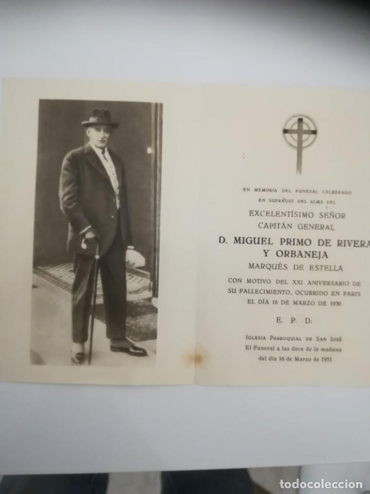 Militaria: Capit&aacute;n General Miguel Primo de Rivera, Recordatorio XXI aniversario su muerte.