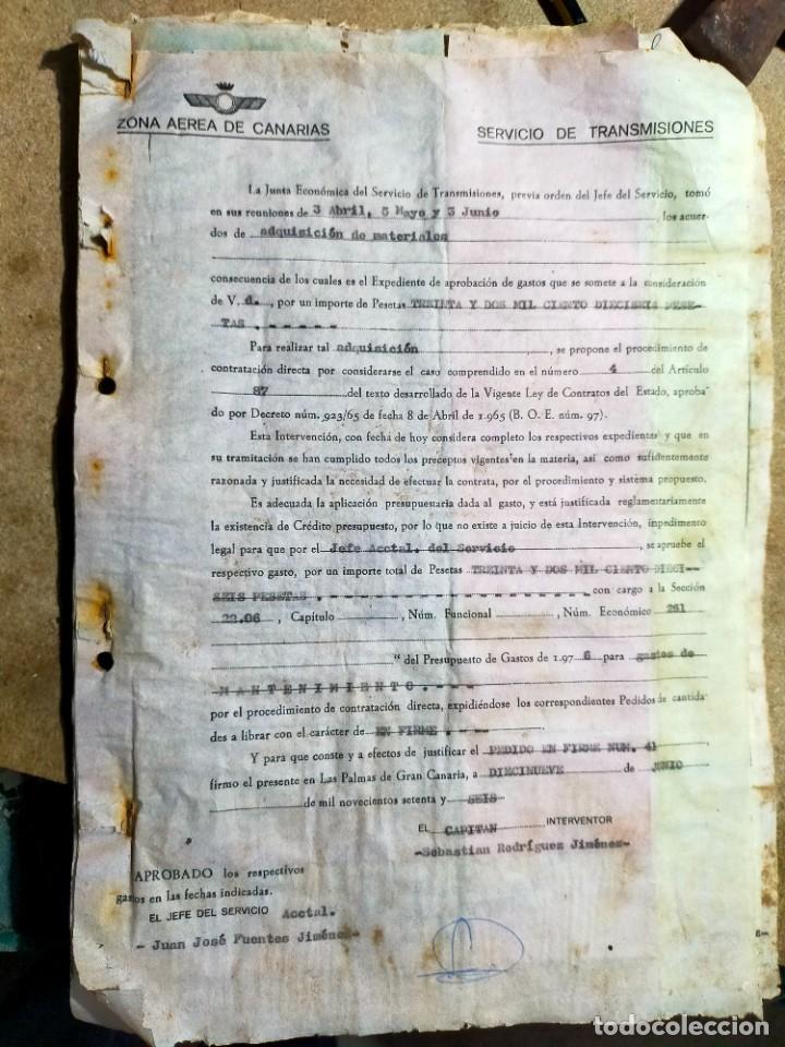Militaria: Antiguo documento Servicio de Trasmisiones Zona A&eacute;rea de Canarias 1976 - Militar