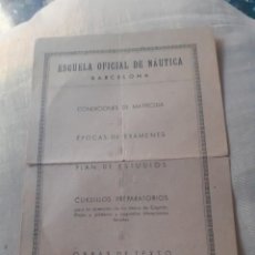 Militaria: PROGRAMA DE LA ESCUELA NAUTICA DE BARCELONA DE 1922. Lote 290233153