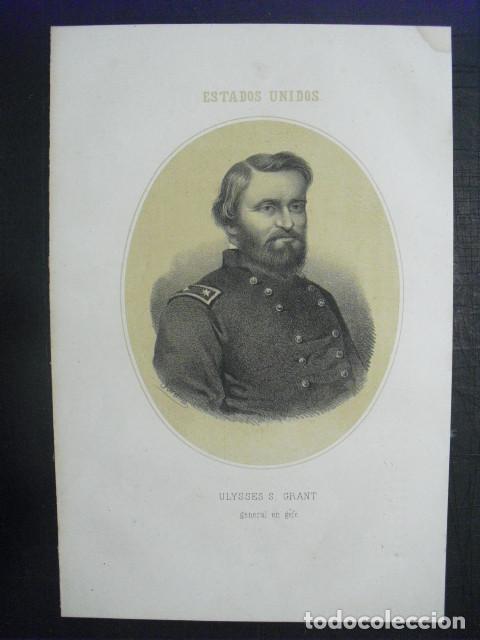 Militaria: 1864 LITOGRAF&Iacute;A DE P&Aacute;RAMO DEL GENERAL EN JEFE ULISSES GRANT 32x21 CMS