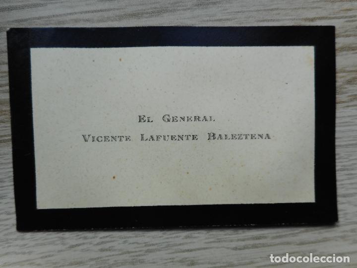 Militaria: ANTIGUA TARJETA PERSONAL.MILITAR. GENERAL VICENTE LAFUENTE BALEZTENA. GUERRA CIVIL.