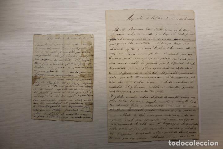 Militaria: CARTA DE DESPEDIDA DEL CAPIT&Aacute;N D. RAM&Oacute;N L&Oacute;PEZ V&Aacute;ZQUEZ ANTES DE SER EJECUTADO, 1848, 2 CARTAS, EN UNA