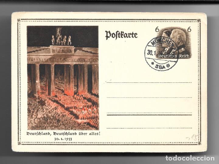 Militaria: Antiguo entero tarjeta postal alemana usado II segunda guerra mundial III reich alem&aacute;n a&ntilde;o 1934