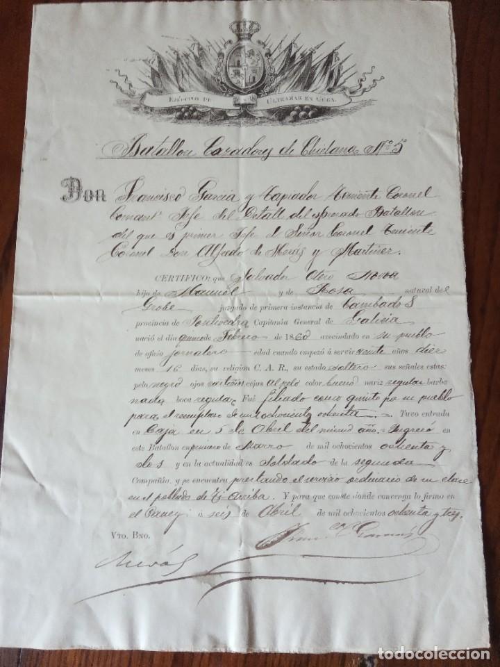 Militaria: Batallon cazadores de chiclana N&deg;5. 1883.