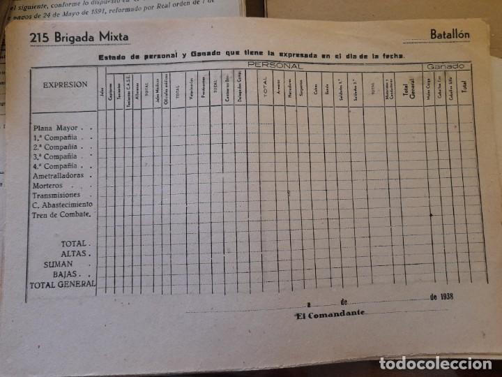 Militaria: Documento en blanco de la 215 brigada mixta estado de personal y ganado 1938