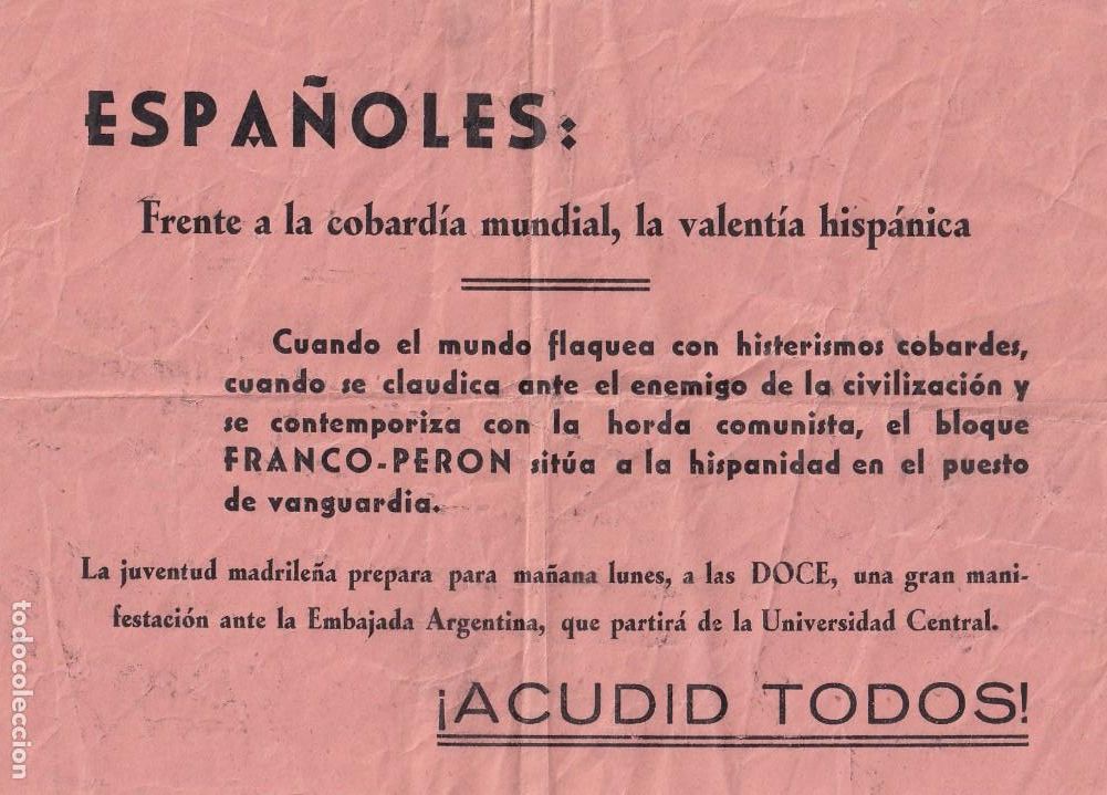 Militaria: Espa&ntilde;oles Frente a la cobard&iacute;a mundial, la valent&iacute;a hisp&aacute;ica, horda comunista, Franco Per&oacute;n.