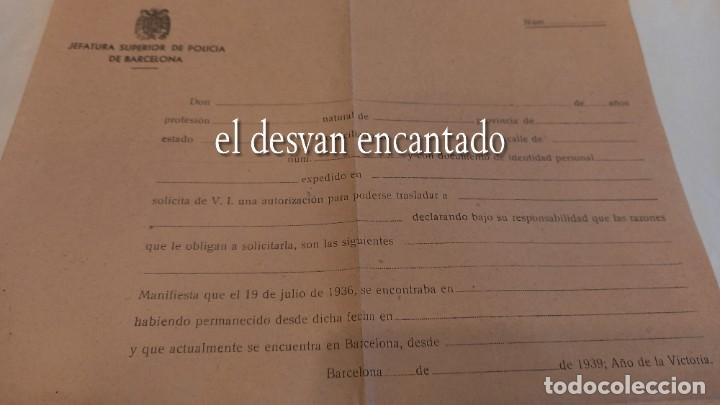 Militaria: JEFATURA SUPERIOR DE POLICIA BARCELONA. Documento para INFORME. A&ntilde;o 1939