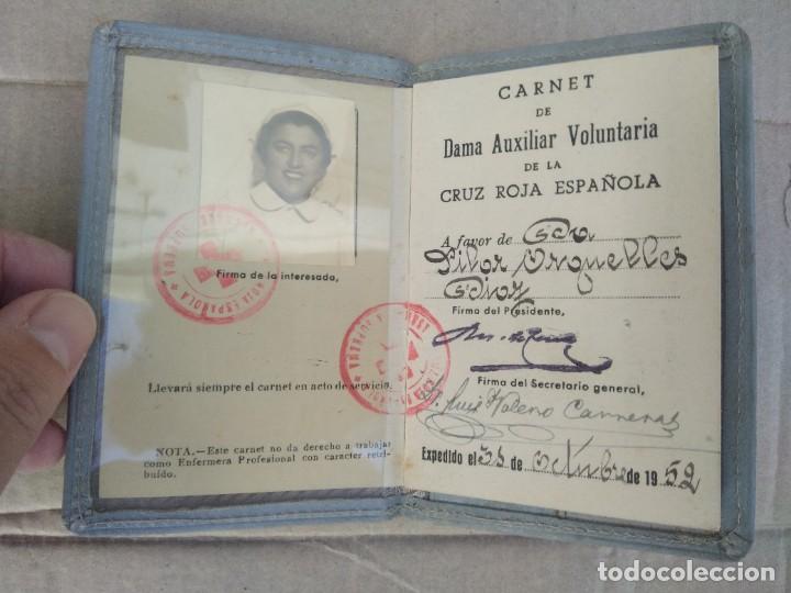 Militaria: Antiguo carnet dama auxiliar voluntaria cruz roja espa&ntilde;ola