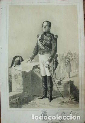 Military Antiques: LITOGRAFIA MILITARES. BARON DEL SOLAR DE ESPINOSA. LIT. URRABIETA. 39,5x26,5 CM. G-MILITAR-002