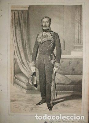 Military Antiques: LITOGRAFIA MILITARES. SEBASTIAN CARLOS DE ORTEGA. LIT. VALDIVIESO. 39,5x26,5 CM. G-MILITAR-019