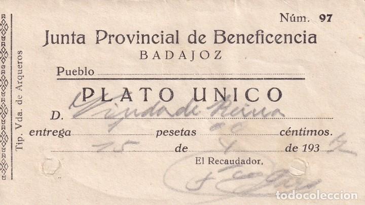 Militaria: Junta provicial de beneficiencia Badajoz Plato &uacute;nico 1937