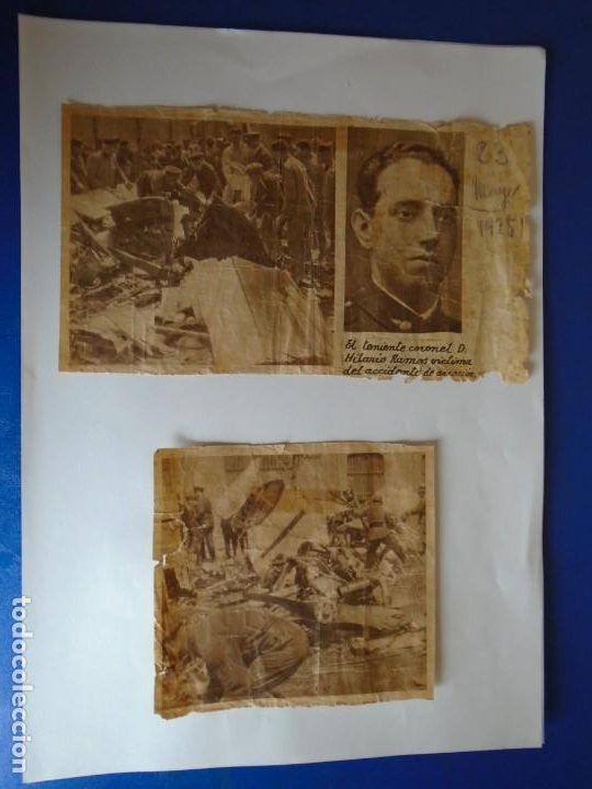 Military Antiques: (PA-211108)RECORTES Y RESTOS DEL ACCIDENTE DE AVIACION DEL TENENIENTE CORONEL HILARIO RAMOS 1925