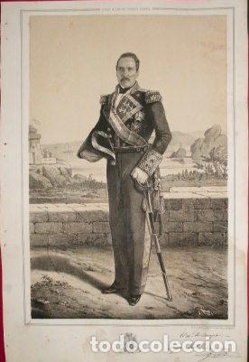 Military Antiques: LITOGRAFIA MILITARES. MARISCAL DE CAMPO GASPAR RODRIGO. LIT. VALDIVIESO. 39,5x26 CM. G-MILITAR-037