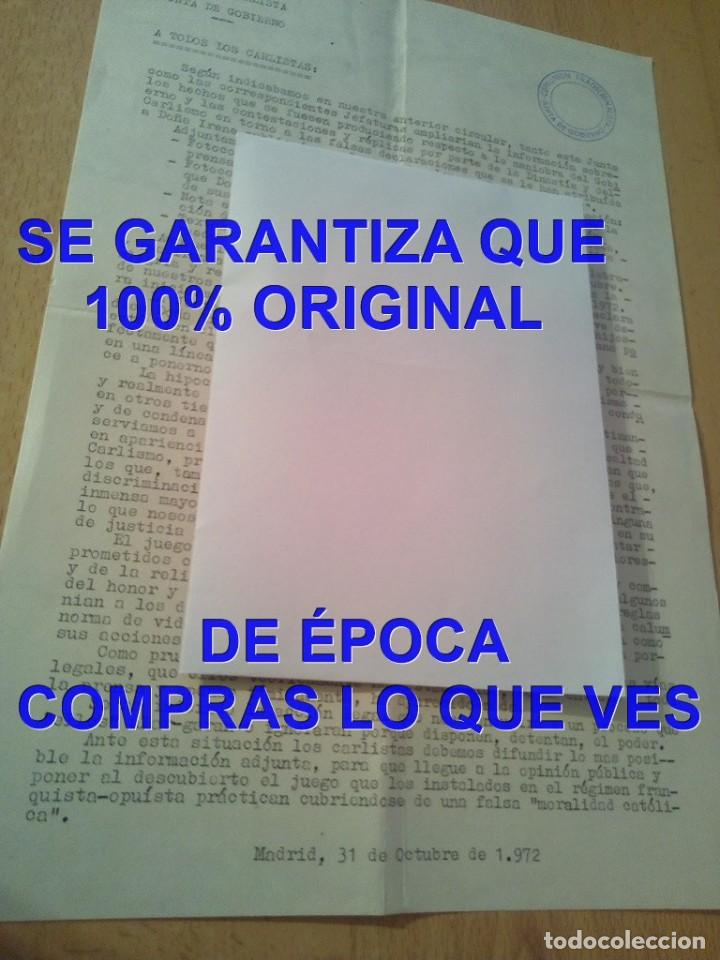 Military Antiques: PARTIDO CARLISTA JUNTA DE GOBIERNO 1972 CARTA A LOS CARLISTAS E61