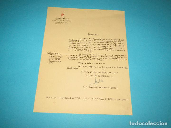Militaria: Antigua Carta Invitaci&oacute;n al XXV Aniversario Exaltaci&oacute;n al Caudillo al Bar&oacute;n de Carcer del A&ntilde;o 1961