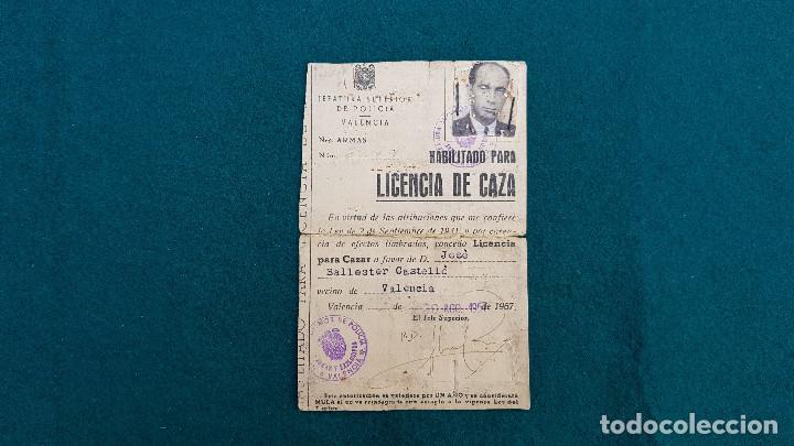 Militaria: LICENCIA DE CAZA (1957) VALENCIA