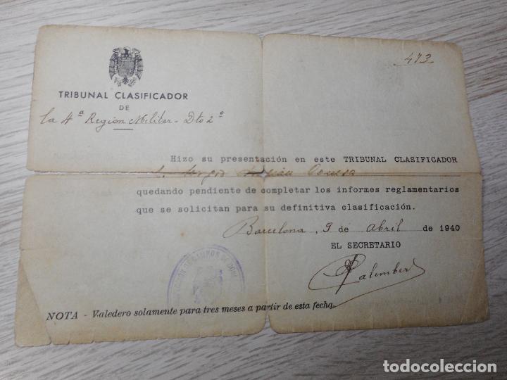 Military Antiques: TRIBUNAL CLASIFICADOR.REGION MILITAR DTO.2.DEPURACIONES.CAMPOS CONCENTRACION.BARCELONA 1940