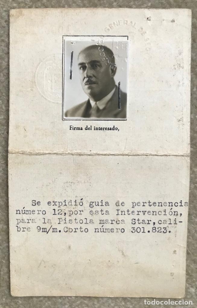 Military Antiques: Carnet Licencia de uso de Arma Corta (Pistola Star 9 m/m Corto) - A&ntilde;o 1947