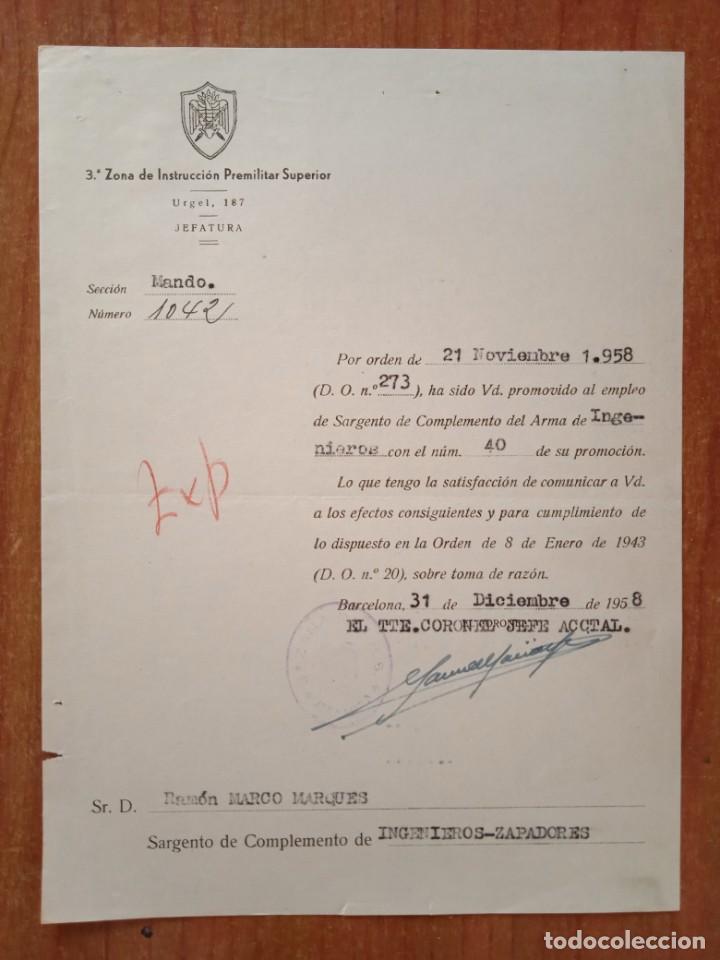 Militaria: oficio escrito nombramiento sargento complemento IPS - Foto 1