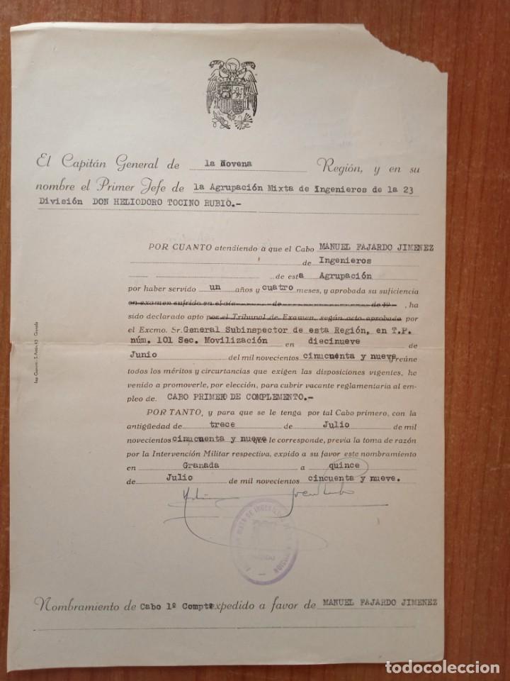 Militaria: nombramiento cabo 1&ordm; complemento 1959