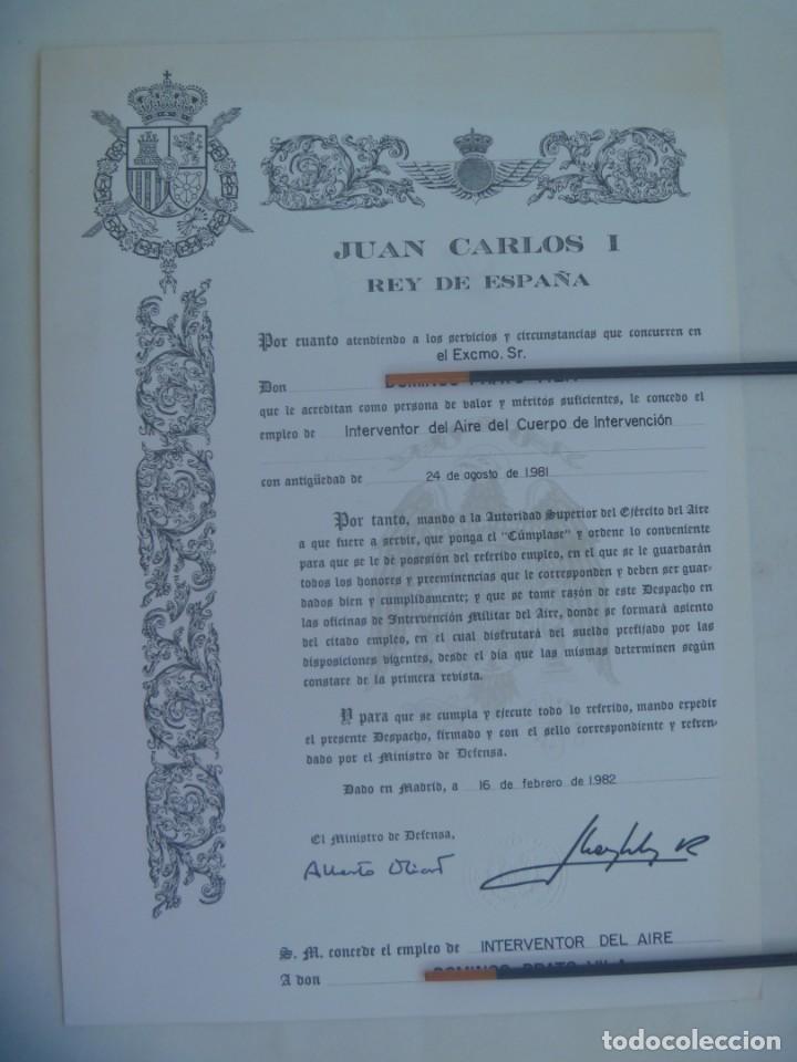 Military Antiques: AVIACION: CONCESION EMPLEO INTERVENTOR DEL AIRE DEL CUERPO DE INTERVENCION. 1982. FIRMA REY Y OLIART