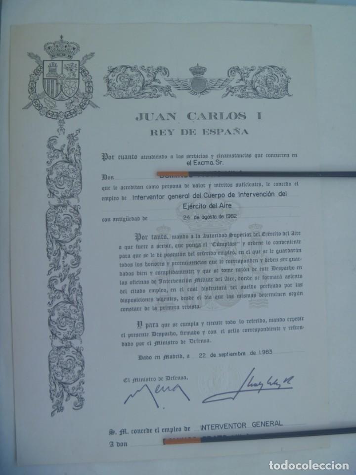 Military Antiques: AVIACION: CONCESION EMPLEO INTERVENTOR GENERAL CUERPO INTERVENCION EJERCITO AIRE. 1983. FIRMA REY