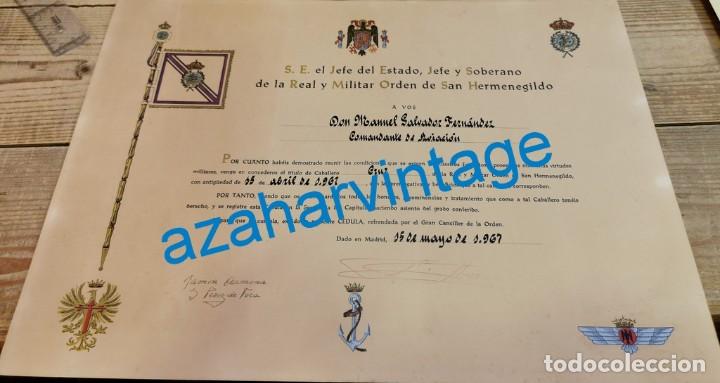Militaria: titulo de caballero cruz de la real y militar orden de san hermenegildo a un comandante de aviacion