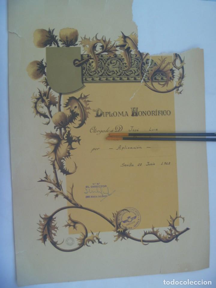 Military Antiques: AVIACION - COLEGIO MIXTO TTE.GRAL. GONZALEZ-GALLARZA, TABLADA: DIPLOMA HONORIFICO. SEVILLA, 1968