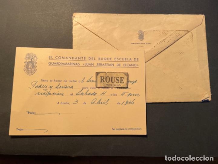 Military Antiques: NAVEGACION - INVITACION 1936 EL COMANDANTE DEL BUQUE ESCUELA DE GUARDIAMARINAS ''JUAN SEBASTIAN DE E