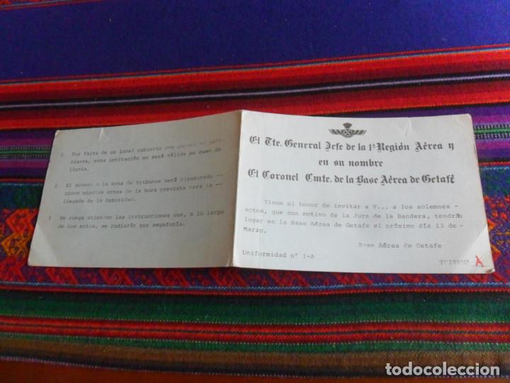 Militaria: INVITACI&Oacute;N DEL TENIENTE JEFE DE LA 1&ordf; REGI&Oacute;N A&Eacute;REA A LA JURA DE BANDERA BASE A&Eacute;REA DE GETAFE A&Ntilde;OS 80