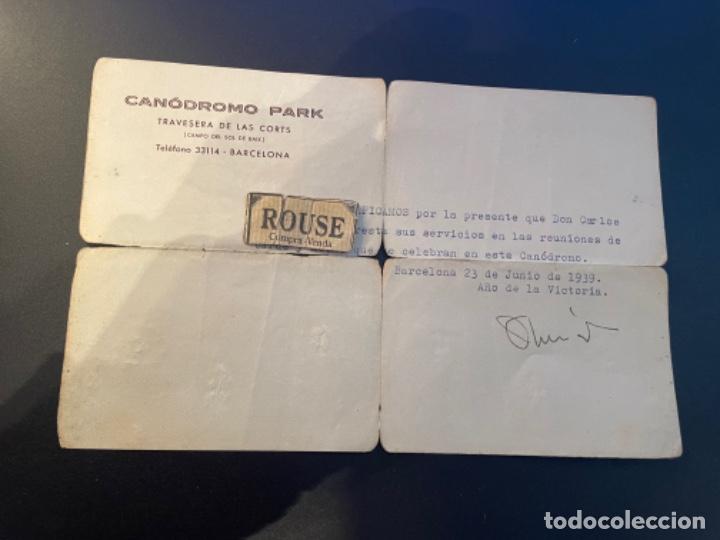 Military Antiques: POSGUERRA 23 JUNIO 1939 PRESTA SUS SERVICIOS DE TARDE Y NOCHE CANODROMO PARK TRAVESERA DE LAS CORTS
