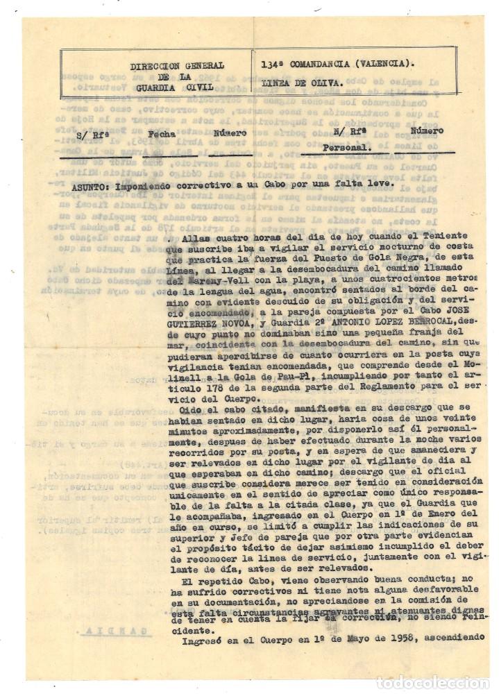 Military Antiques: 134 Comandancia Guardia Civil. L&iacute;nea de Oliva, Valencia, 1963