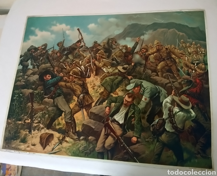 Militaria: Antigua cromolitograf&iacute;a b&eacute;lica - Spionskop - n 5177