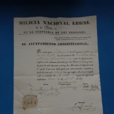 Militaria: DOCUMENTO MILICIA NACIONAL. VILLA DE INCA, MALLORCA. BALEARES. 1837.