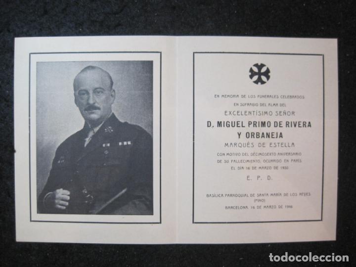 Militaria: ESQUELA MORTUORIA-16 ANIVERSARIO-GENERAL PRIMO DE RIVERA-VER FOTOS-(K-5565)