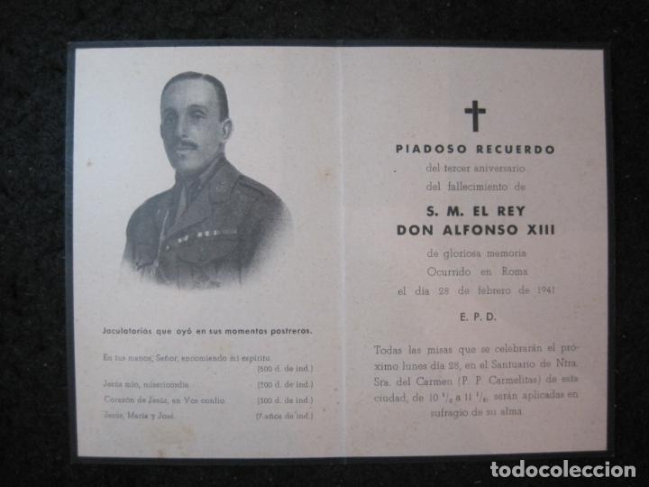Militaria: ESQUELA MORTUORIA-3 ANIVERSARIO-REY ALFONSO XIII-VER FOTOS-(K-5566)