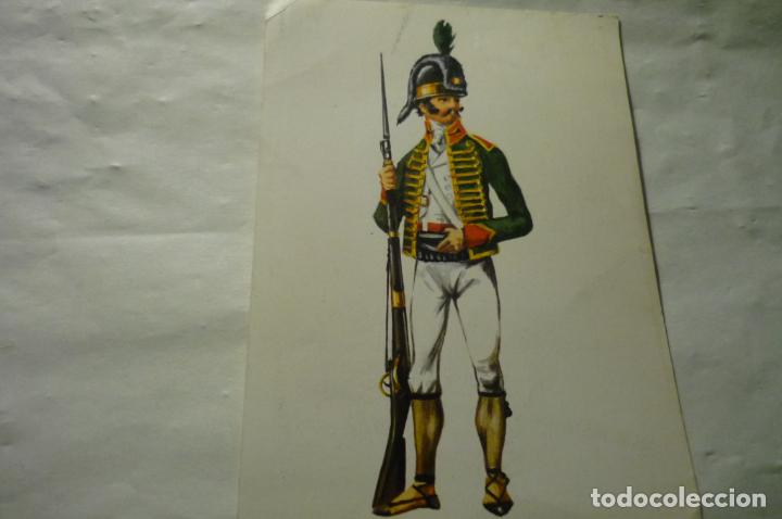 Militaria: lamina tama&ntilde;o postal soldado rgto.ligero catalu&ntilde;a 1807