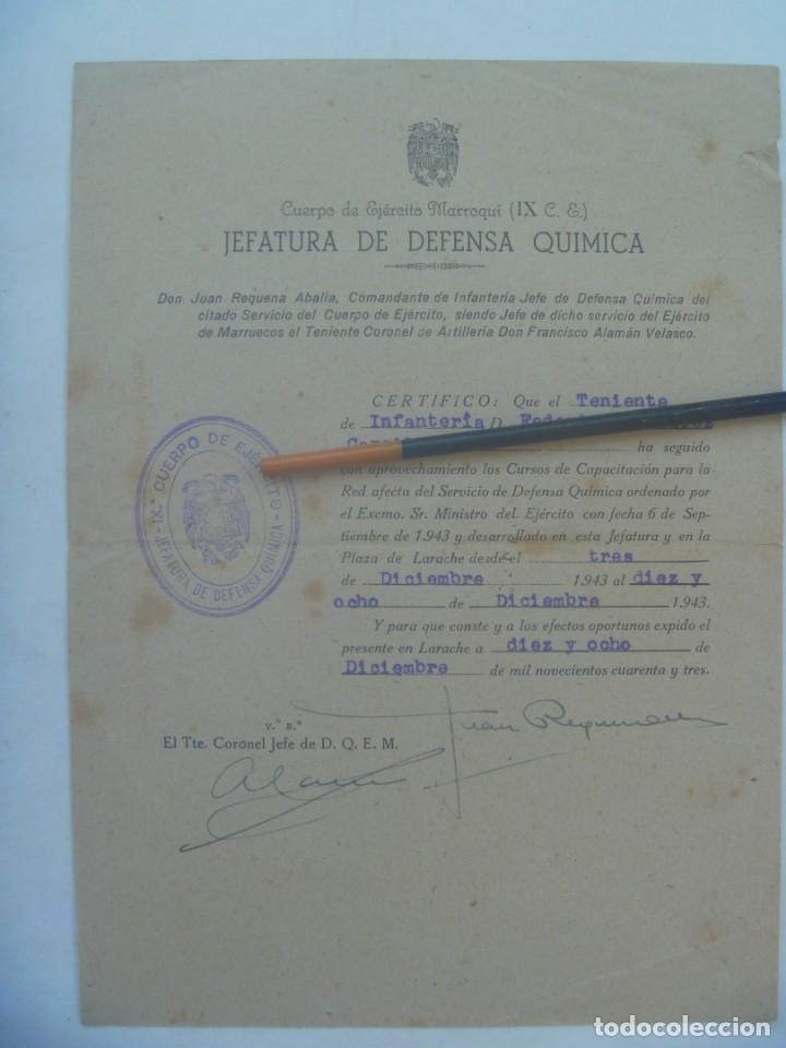Military Antiques: CUERPO EJERCITO MARROQUI - JEFATURA DEFENSA QUIMICA : CERTIFICADO CURSO. LARACHE, 1943
