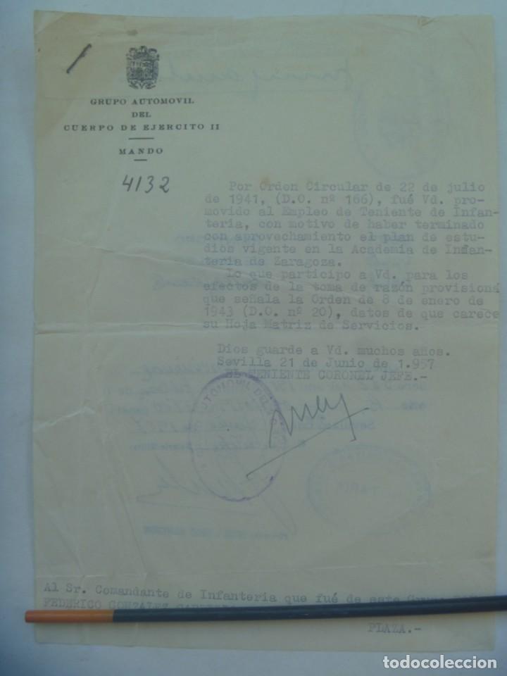 Military Antiques: GRUPO AUTOMOVIL CUERPO EJERCITO II : ASCENSO A TENIENTE . SEVILLA, 1957 . CON VI&Ntilde;ETAS, ETC