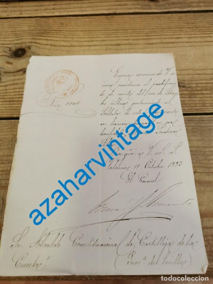Militaria: VALENCIA, 1883, JUSTIFICANTE REVISTA SOLDADO REGIMIENTO DE INFANTERIA DE LA PRINCESA N&ordm;4
