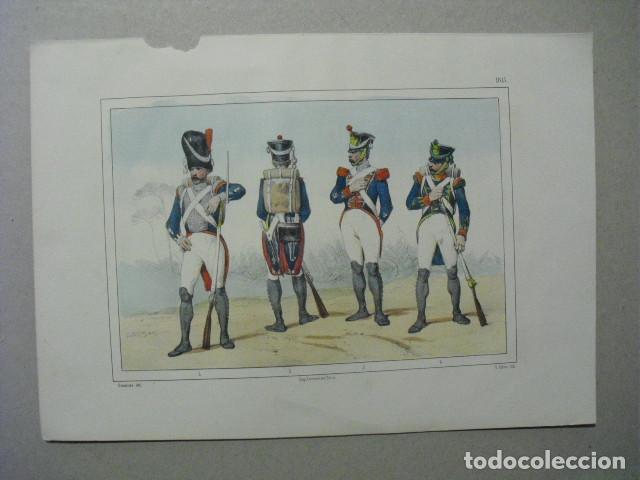 Militaria: 1853 CROMOLITOGRAFIA DE GRANADERO, FUSILERO, SARGENTO Y CAZADOR EN 1815