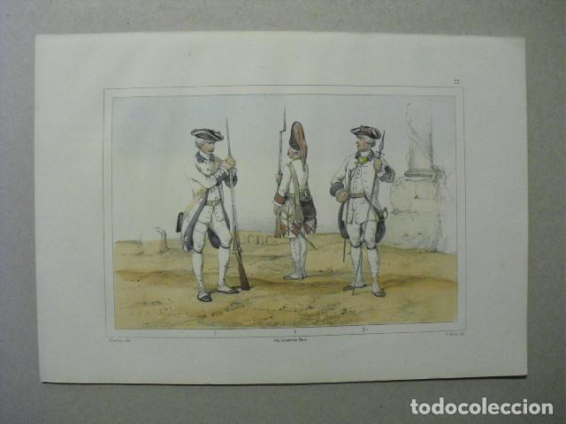 Militaria: 1853 CROMOLITOGRAFIA DE CORONEL, FUSILERO Y GRANADERO EN 1768