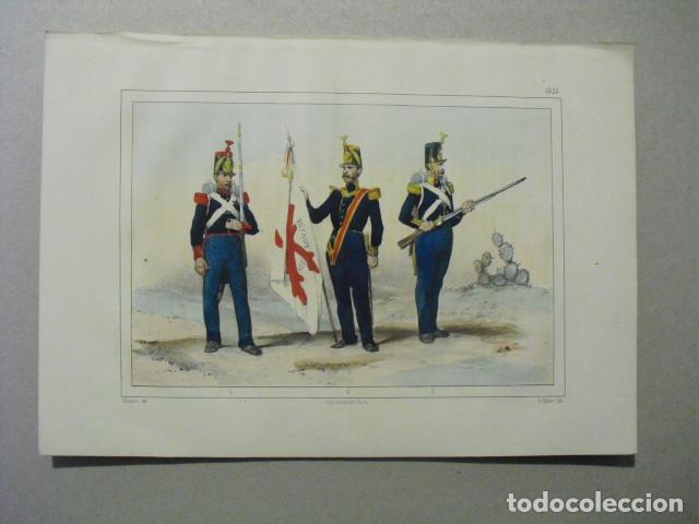 Militaria: 1853 CROMOLITOGRAFIA DE GRANADERO ALFEREZ Y CAZADOR EN 1824