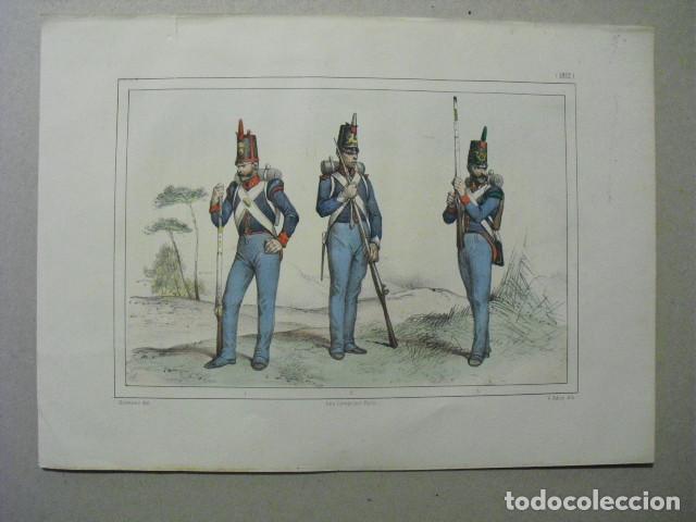 Militaria: 1853 CROMOLITOGRAFIA DE GRANADERO, FUSILERO Y CAZADOR EN 1812