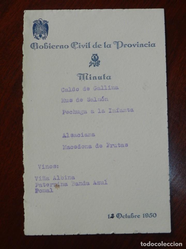 Military Antiques: MINUTA DEL GOBIERNO CIVIL DE LA PROVINCIA DE GRANADA, 12 DE OCTUBRE DE 1950, MIDE 16 X 11 CMS.